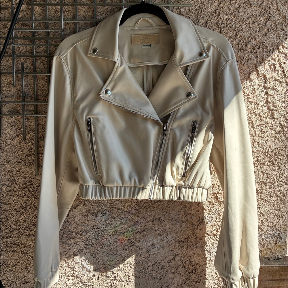 Blank NYC Cream Leather Jacket